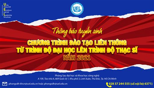 Thông báo tuyển sinh Chương trình đào tạo liên thông từ trình độ đại học lên trình độ thạc sĩ năm 2021