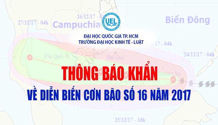 Trường Đại học Kinh tế - Luật thông báo chính thức về các giải pháp ứng phó bão số 16