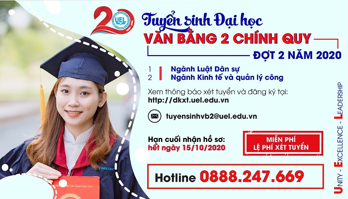Tuyển sinh Văn bằng hai hình thức đào tạo chính quy đợt 2 năm 2020