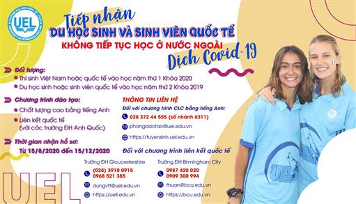 UEL tiếp nhận du học sinh và sinh viên quốc tế mùa dịch Covid-19