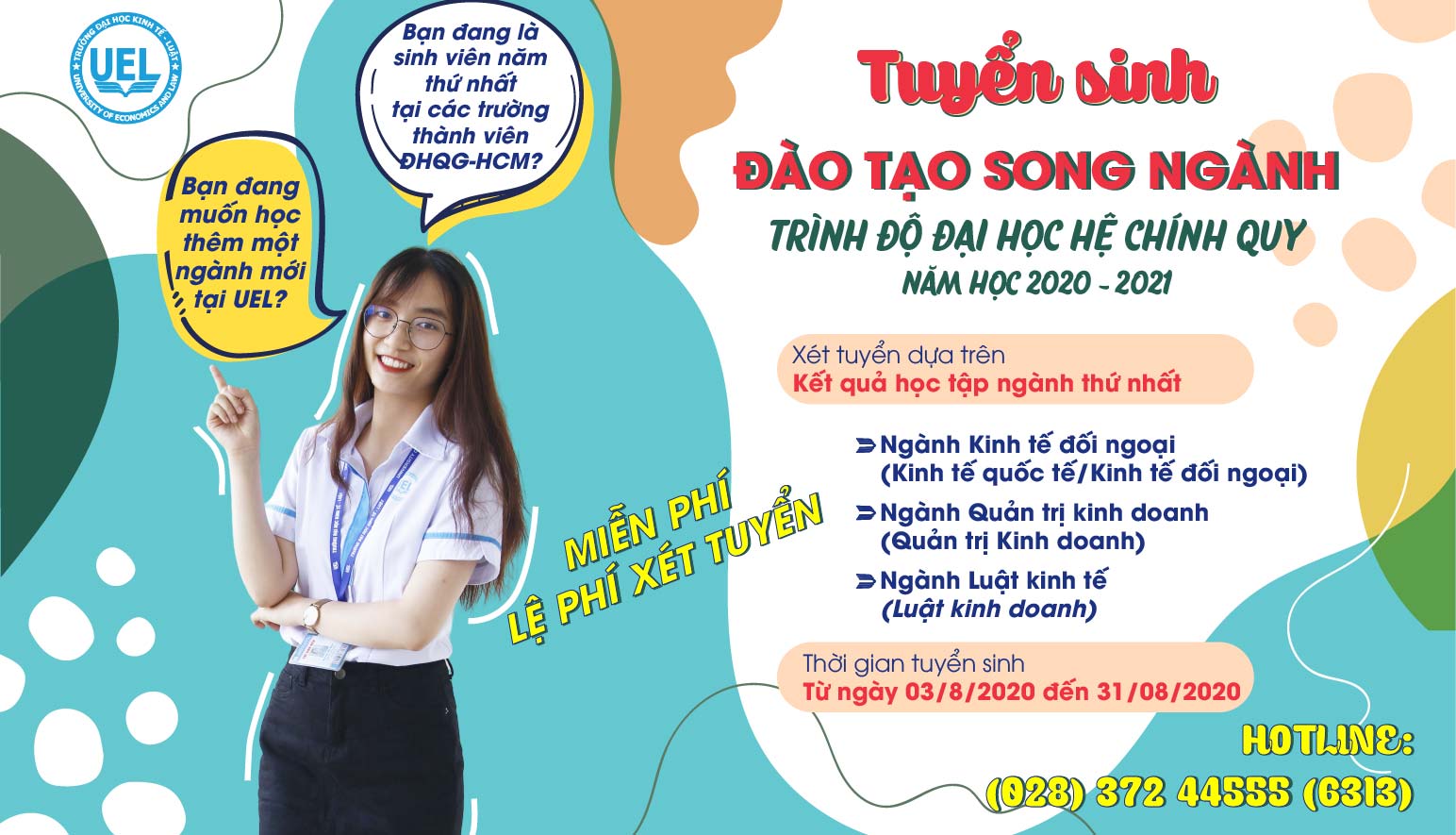 Thông báo tuyển sinh đào tạo song ngành trình độ đại học hệ chính quy năm học 2020 - 2021