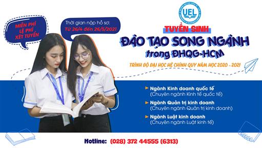 Thông báo Tuyển sinh đào tạo song ngành trình độ đại học hệ chính quy (Năm học 2021-2022)