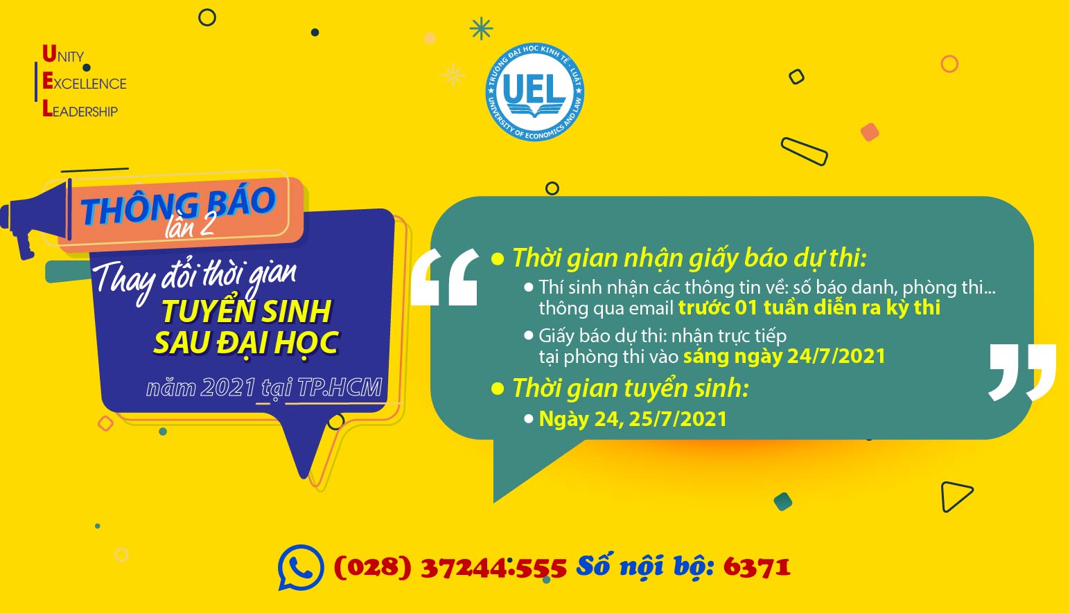 Thông báo lần 2 về thời gian tuyển sinh Sau đại học năm 2021 tại TP.HCM
