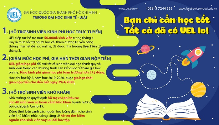 Thông báo Về việc hỗ trợ sinh viên UEL trong thời gian phòng chống dịch Covid-19
