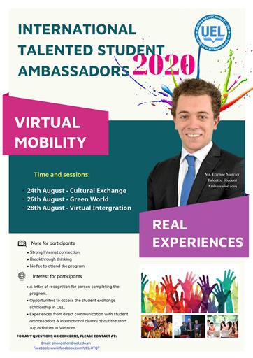 Thông báo chương trình "Tập huấn Đại sứ sinh viên quốc tế tài năng 2020 - Dịch chuyển ảo"
