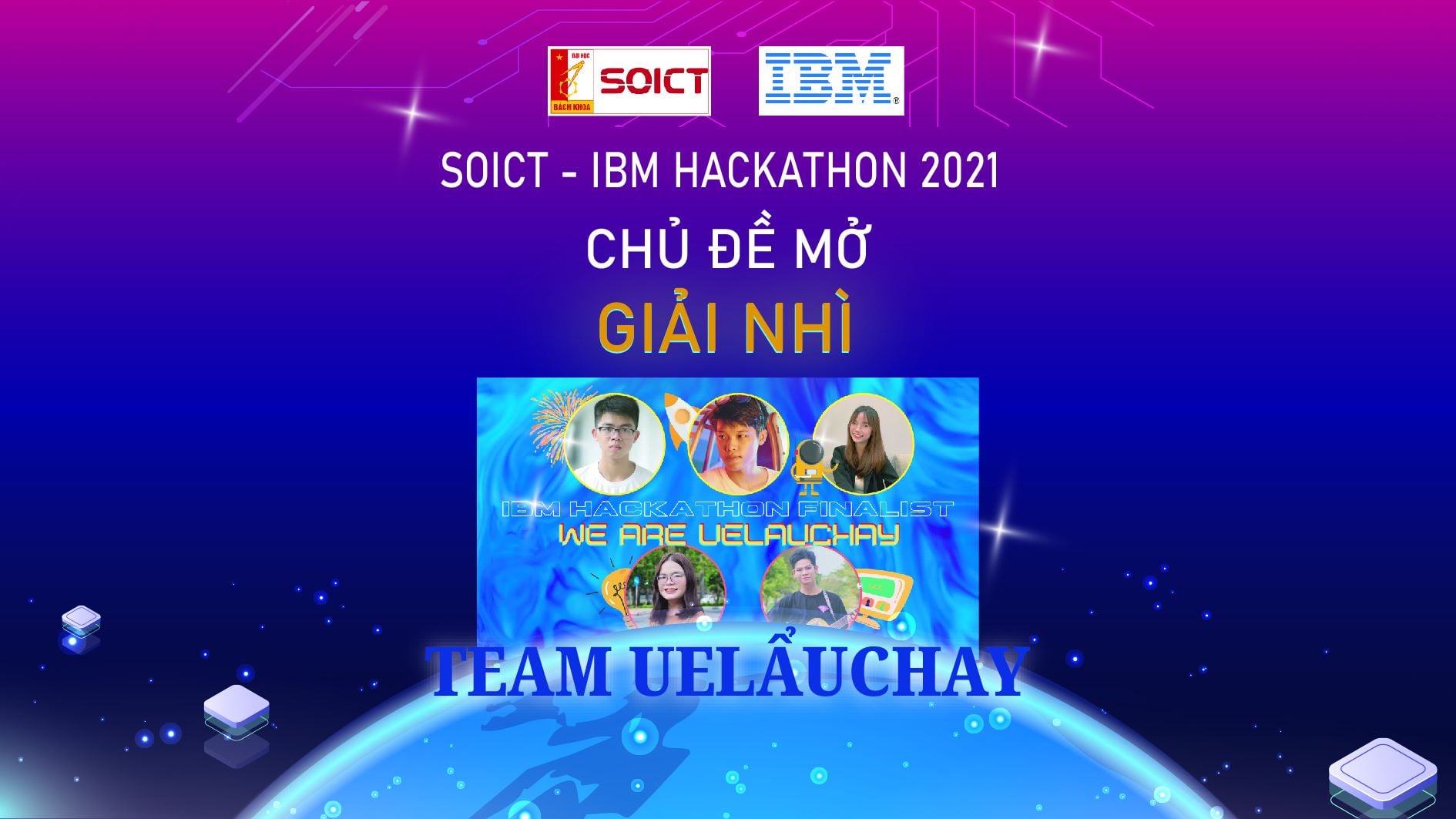 Đội thi đến từ Khoa Hệ Thống Thông Tin giành giải Nhì Cuộc thi SOICT-IBM HACKATHON 2021 toàn quốc