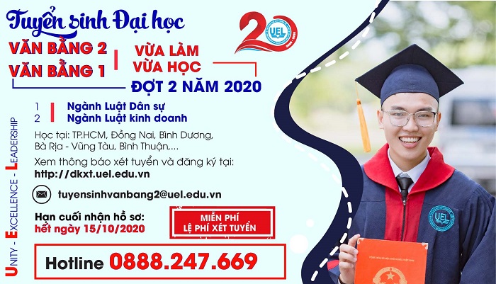 Tuyển sinh Văn bằng hai vừa làm vừa học và Văn bằng một vừa làm vừa học đợt 2 năm 2020