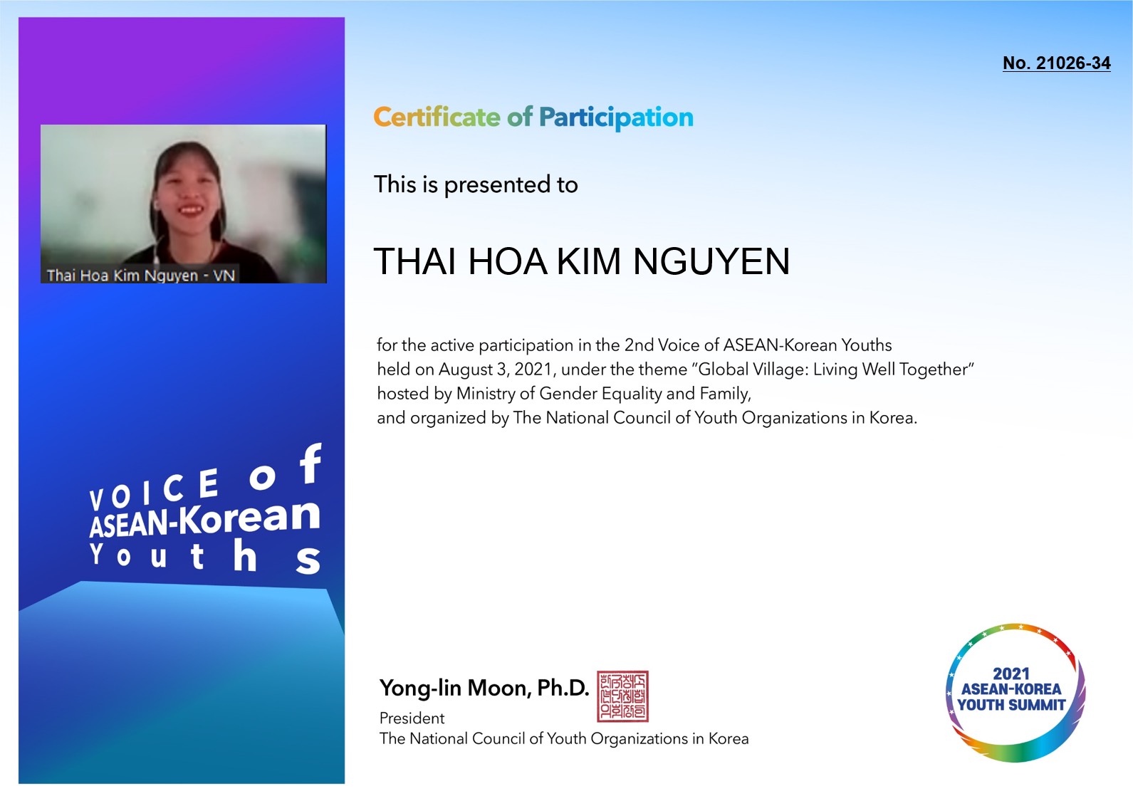 Sinh viên UEL tham gia Hội nghị Thượng đỉnh Thanh niên ASEAN - Hàn Quốc 2021